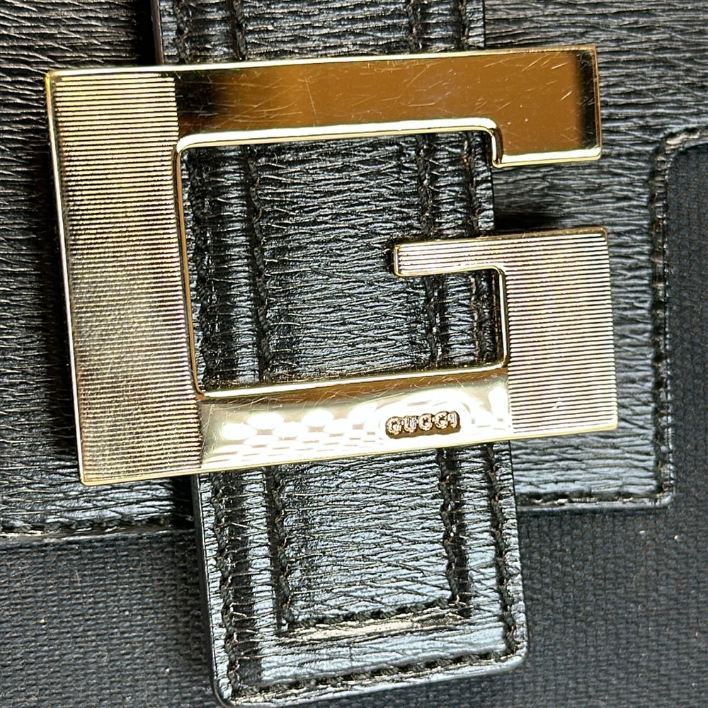 Gucci Black Canvas & Leather Tote with Silver G Buckle - Picture 2 of 15